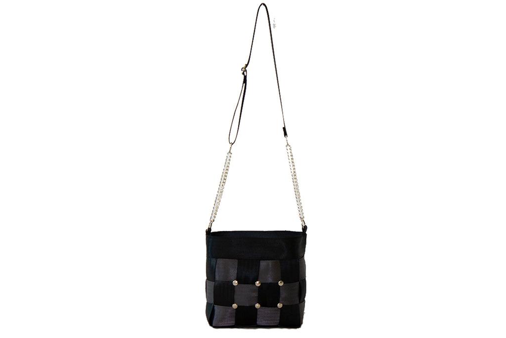 borsa clutch in cinture di sicurezza intrecciate